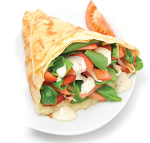 Popeye or Chicken Ceaser Crepe by Crepe Delicious